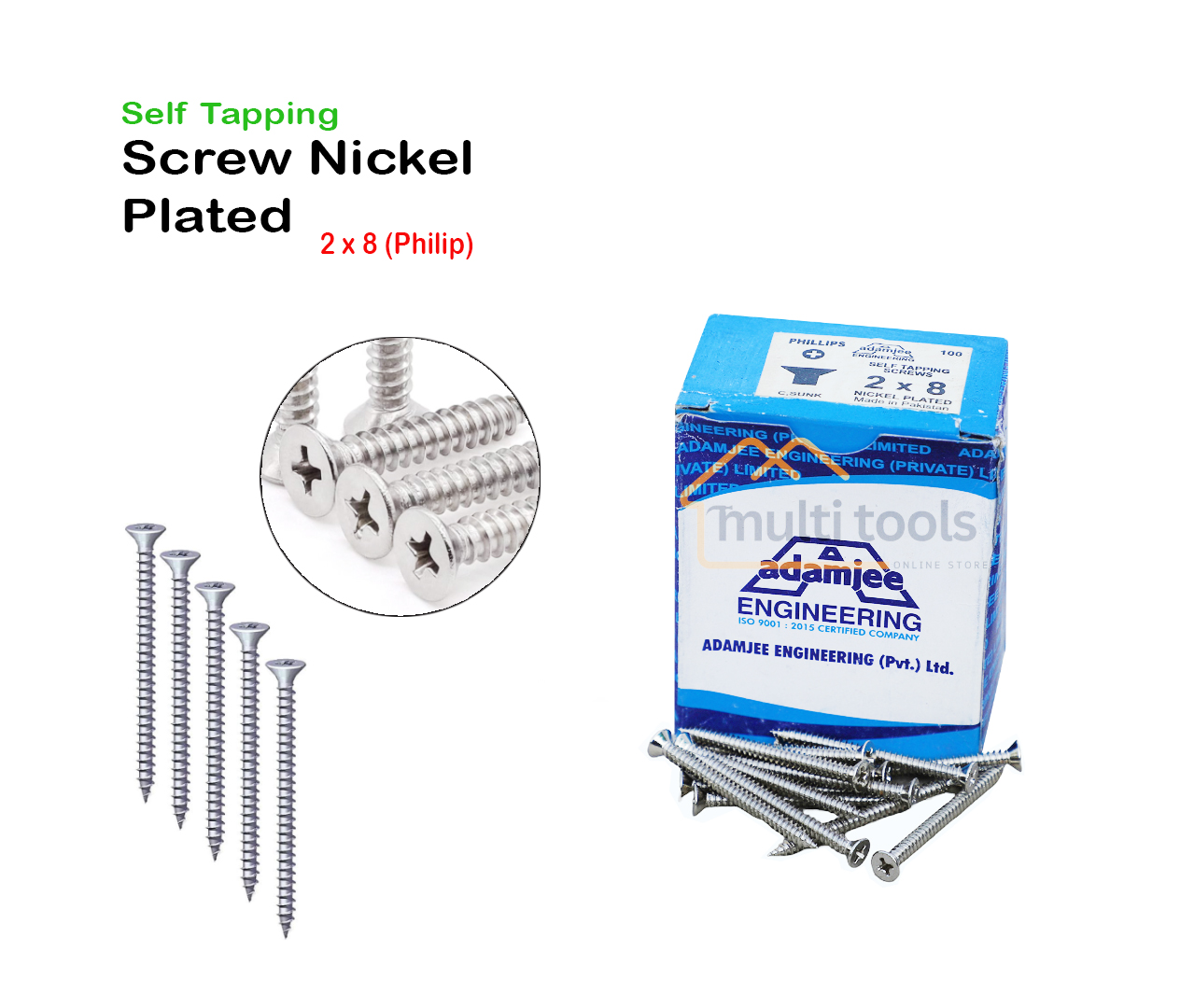 Self Tapping Screw Nickel Plated 2 X 8 (Philip)